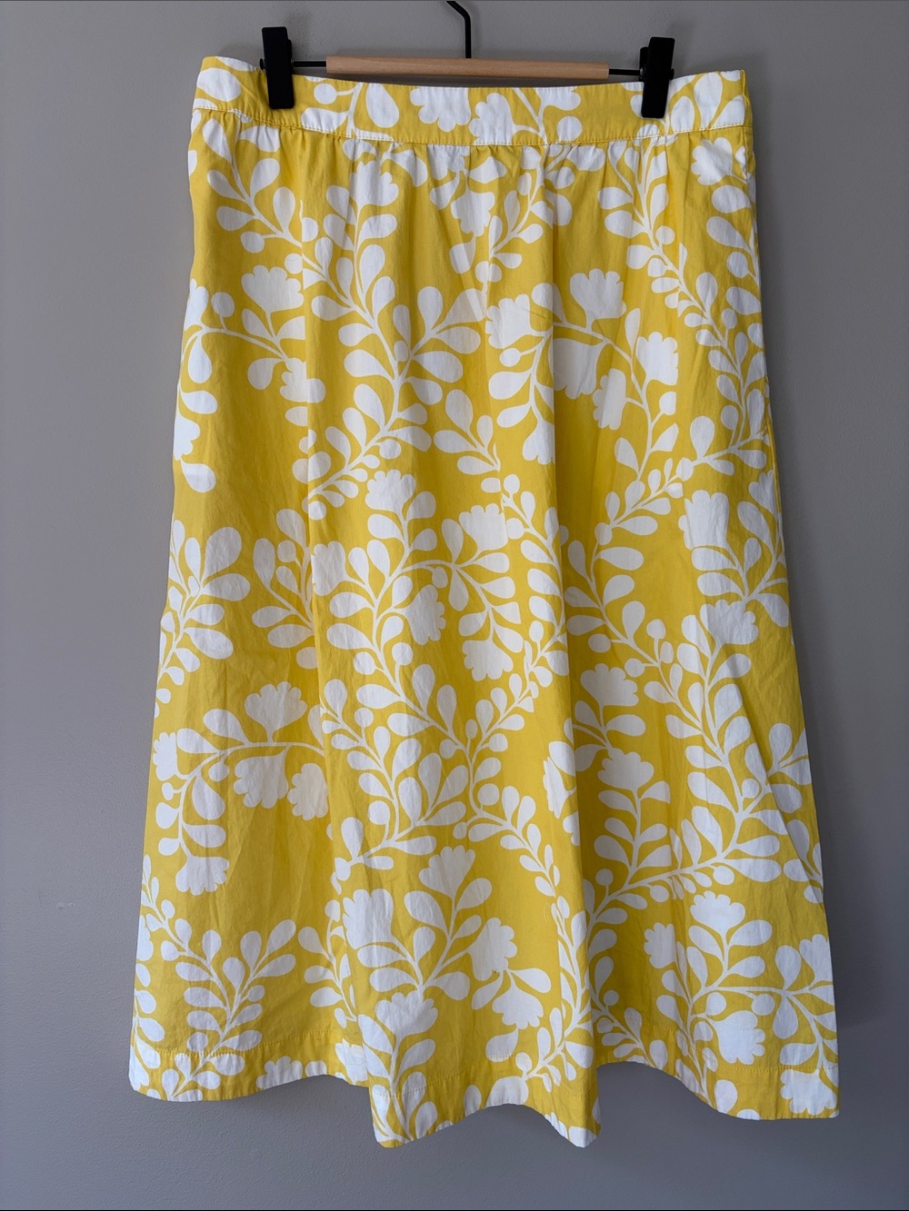Boden Hattie Floral Vine Poplin Midi Skirt Sunshine Yellow White US 10